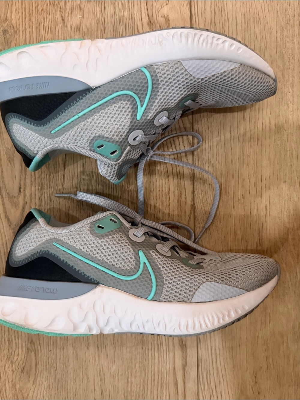 Nike Renew Running Shoes - Light Gray with Teal Swoosh
